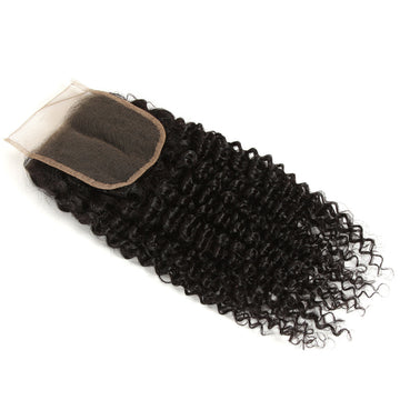 GS Virgin Hair Upgrade Lace Closure Deep Curly 4*4 Middle Part Top Lace Closure Natural Black Color Cabello Series